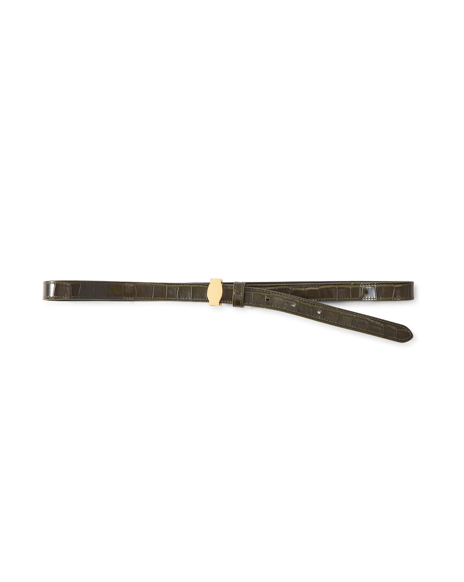 Veronica Beard Dash Croc-Embossed Belt Cypress