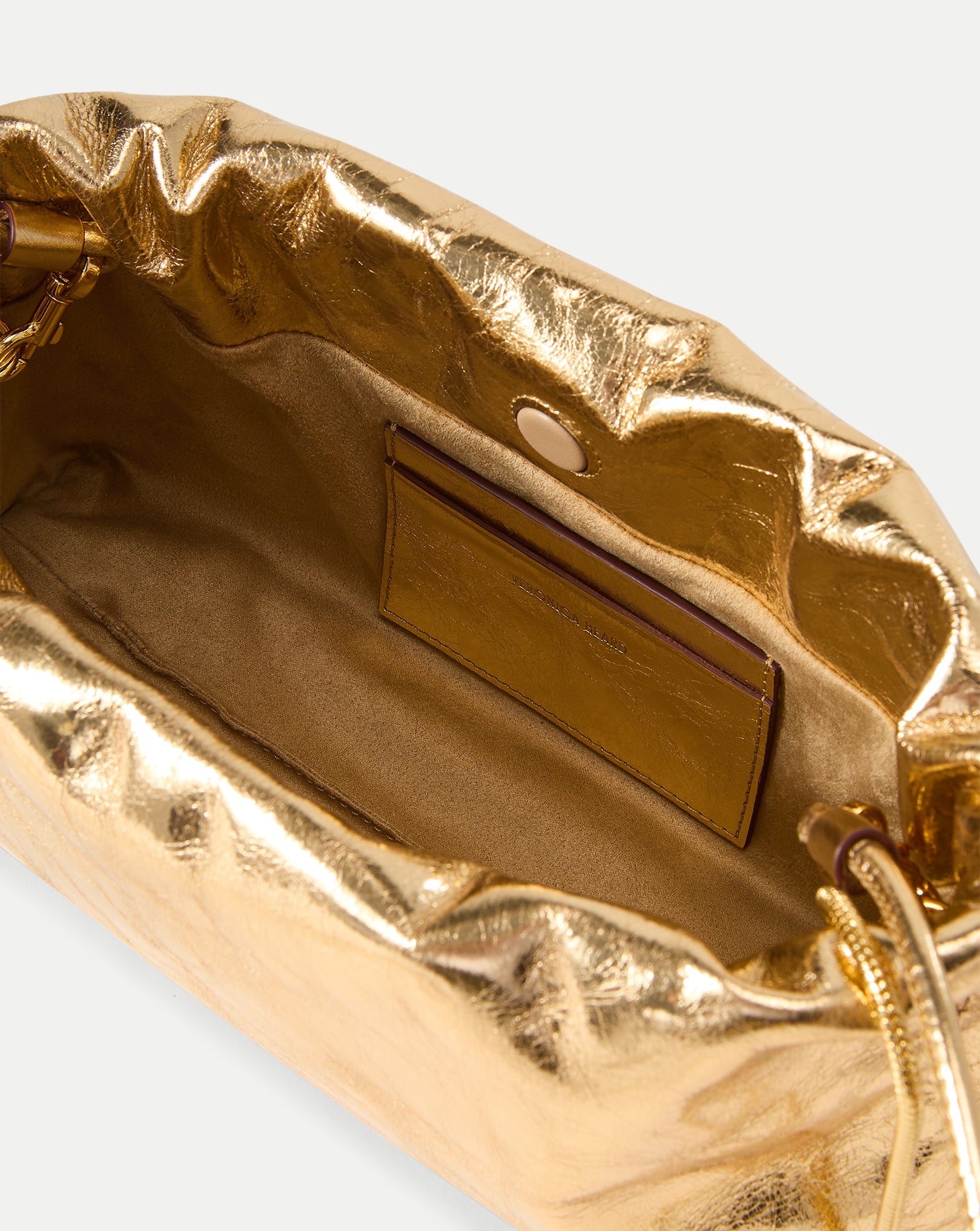 Small Metallic Veronica Beard Stash Bag in Antique Gold | Veronica