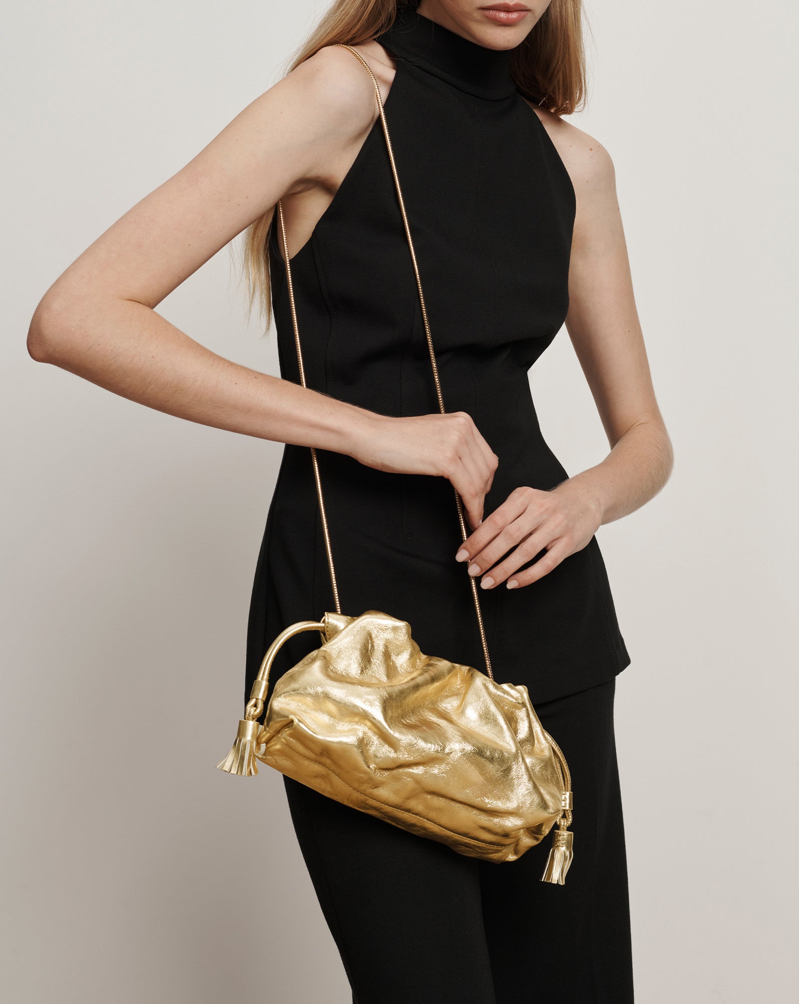 Veronica Beard Small Metallic Leather Stash Bag - Gold Veronica Beard Small Metallic Leather Stash Bag - Gold