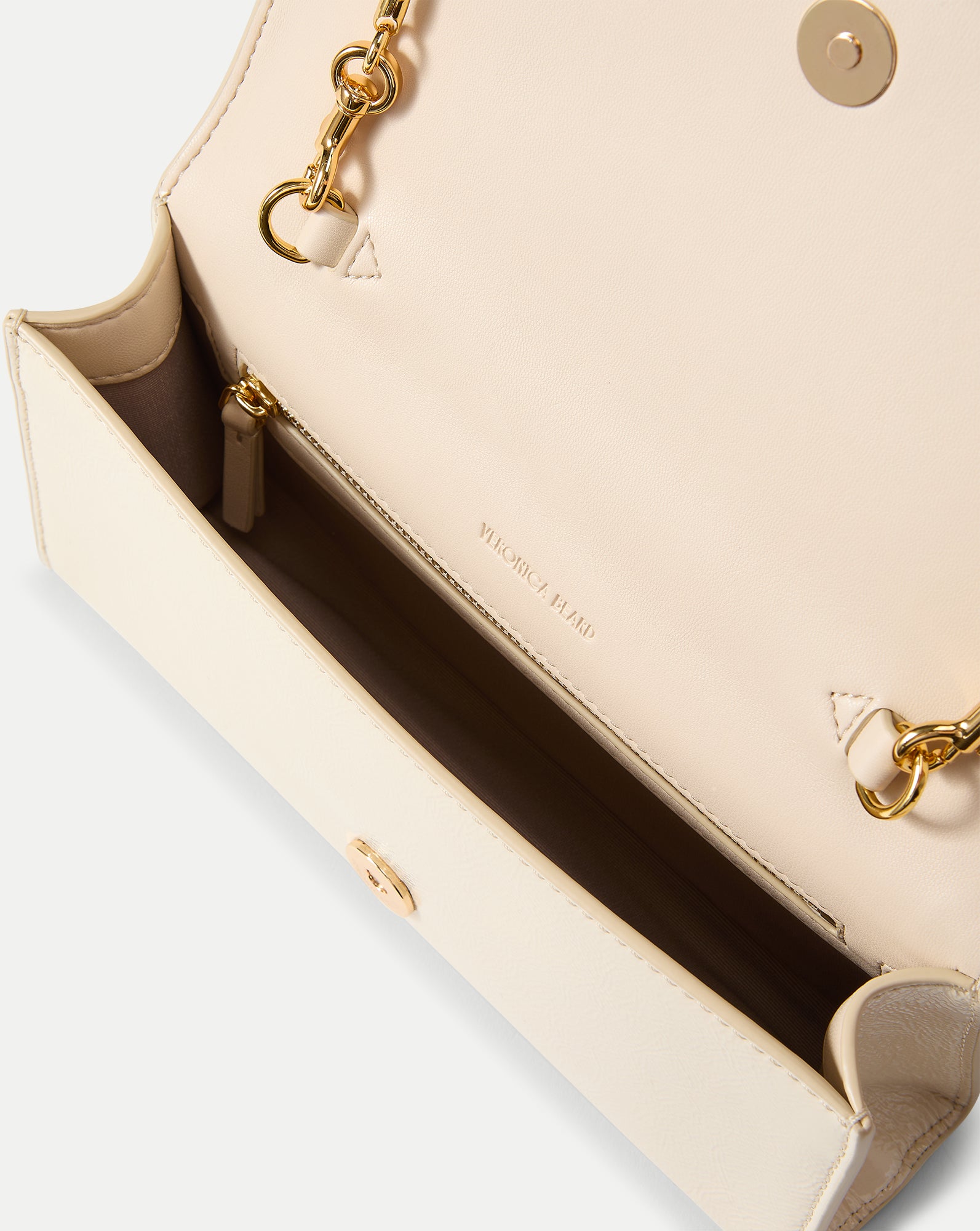 Barre Leather Clutch in Off-White Ecru | Veronica Beard