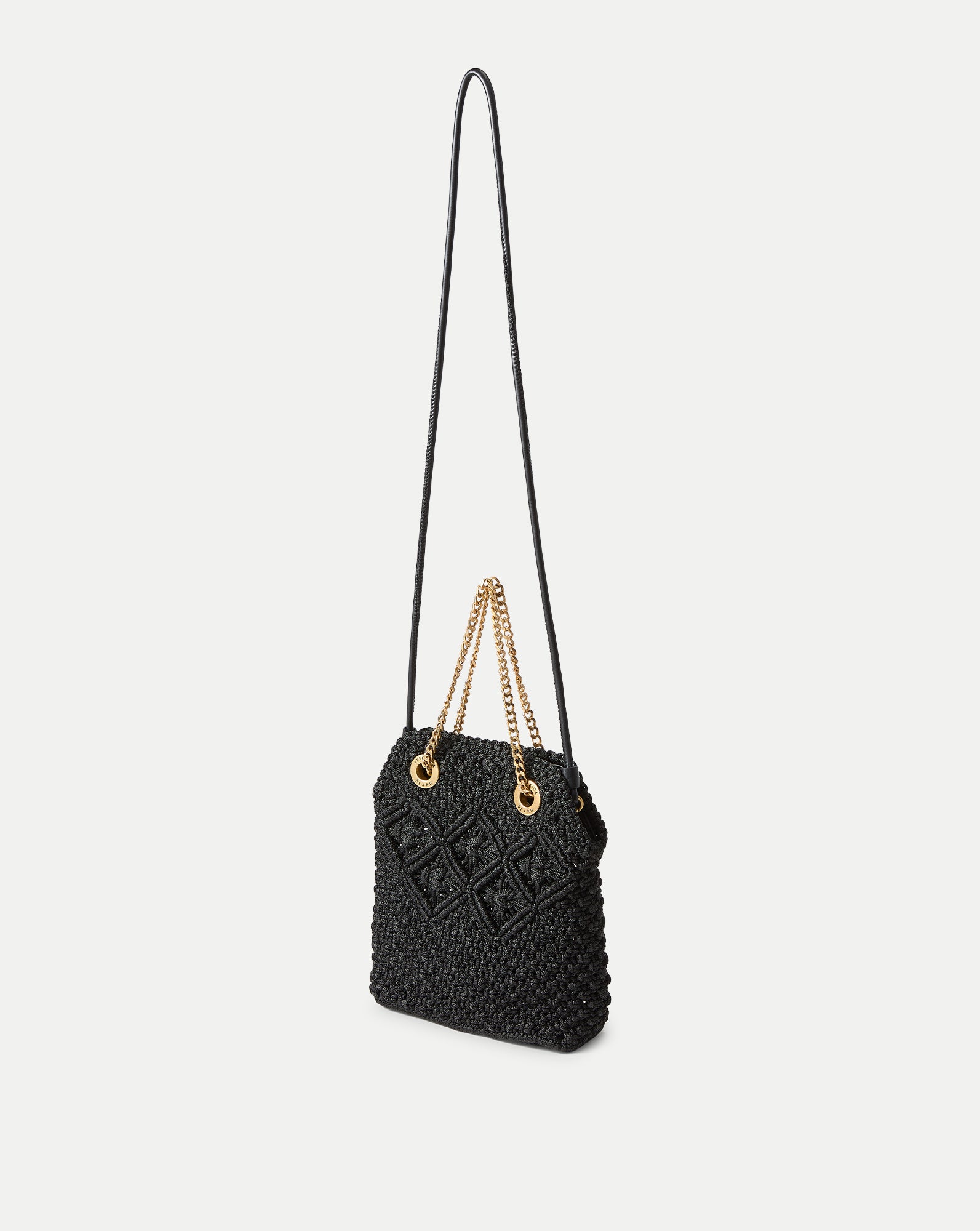 Small Veronica Beard Macramé Slouch Bag in Black | Veronica Beard