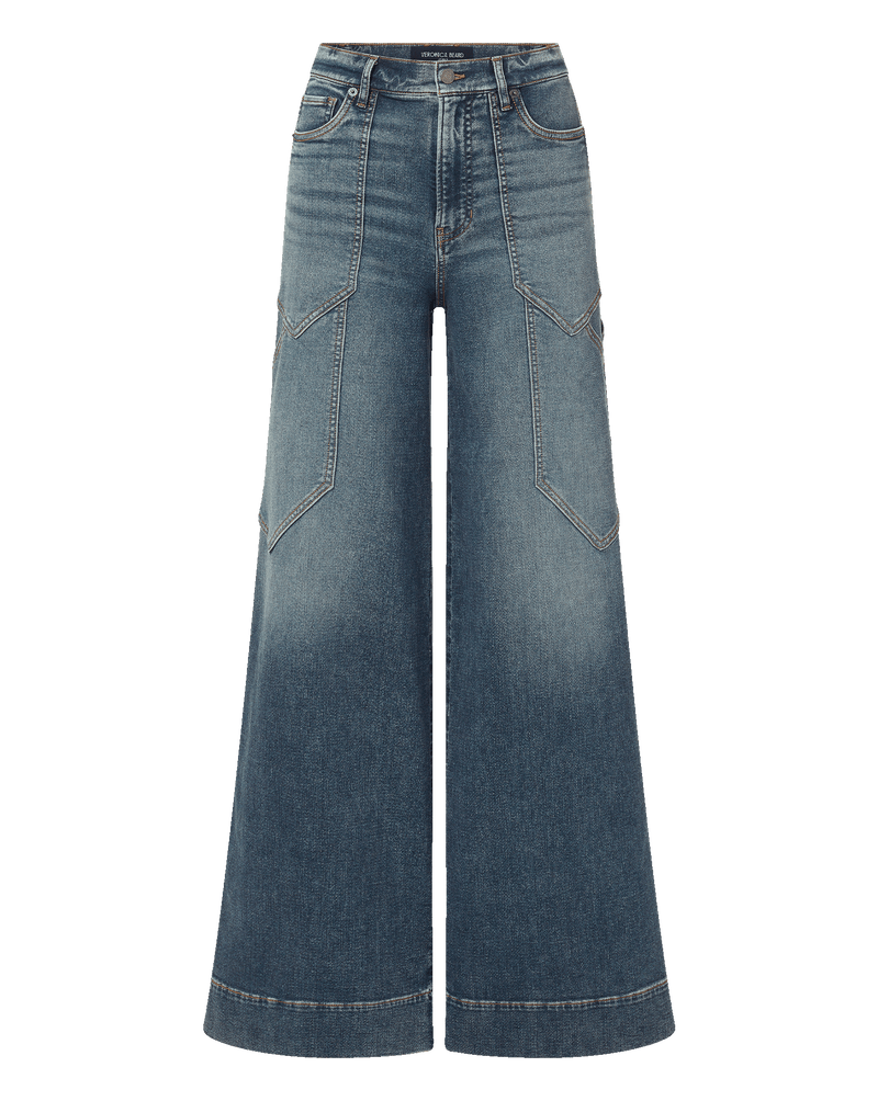 Crosbie Patch-Pocket Slim Wide-Leg Jean in Amethyst | Veronica Beard
