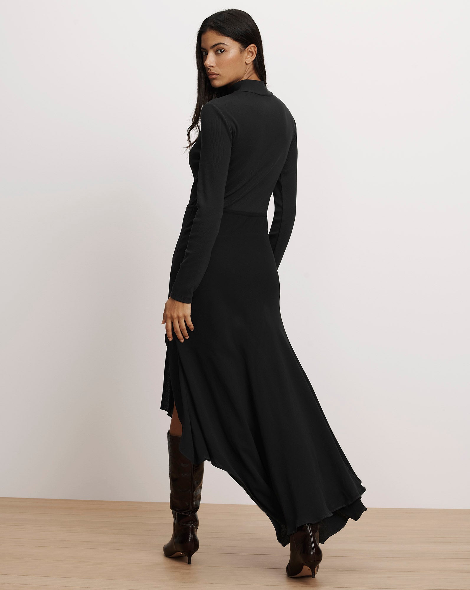 Thalissa Handkerchief Midi Dress in Black | Veronica Beard