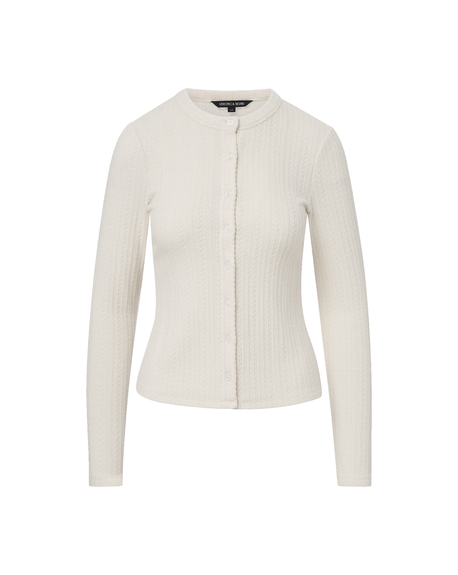 VERONICAJACQUARDKNIT CARDIGAN ホワイト Lira Pointelle Cardigan in Ecru | Veronica Beard