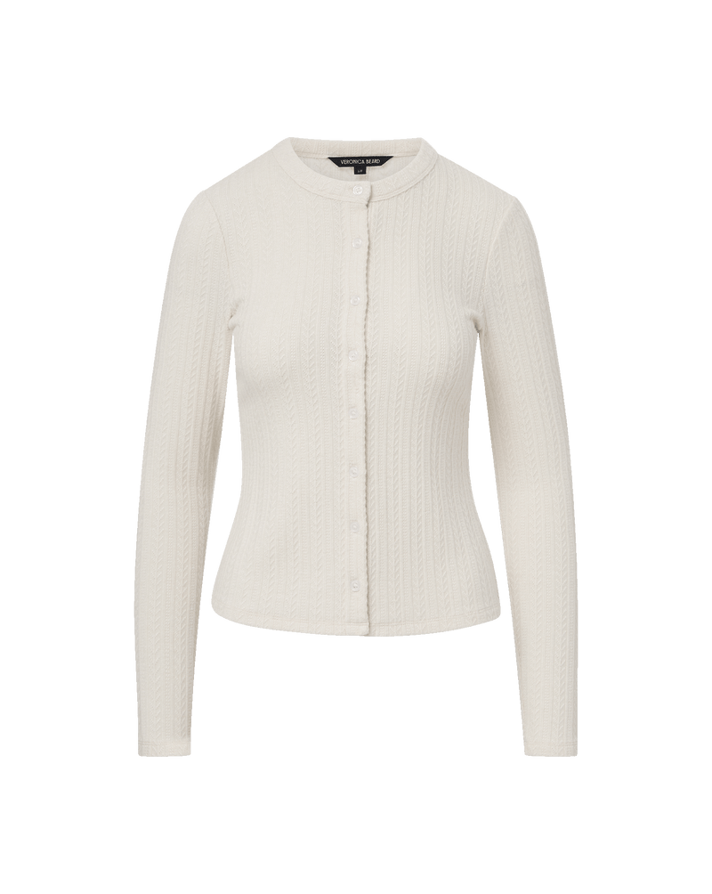 Lamotte Cashmere Cardigan in White Ivory | Veronica Beard