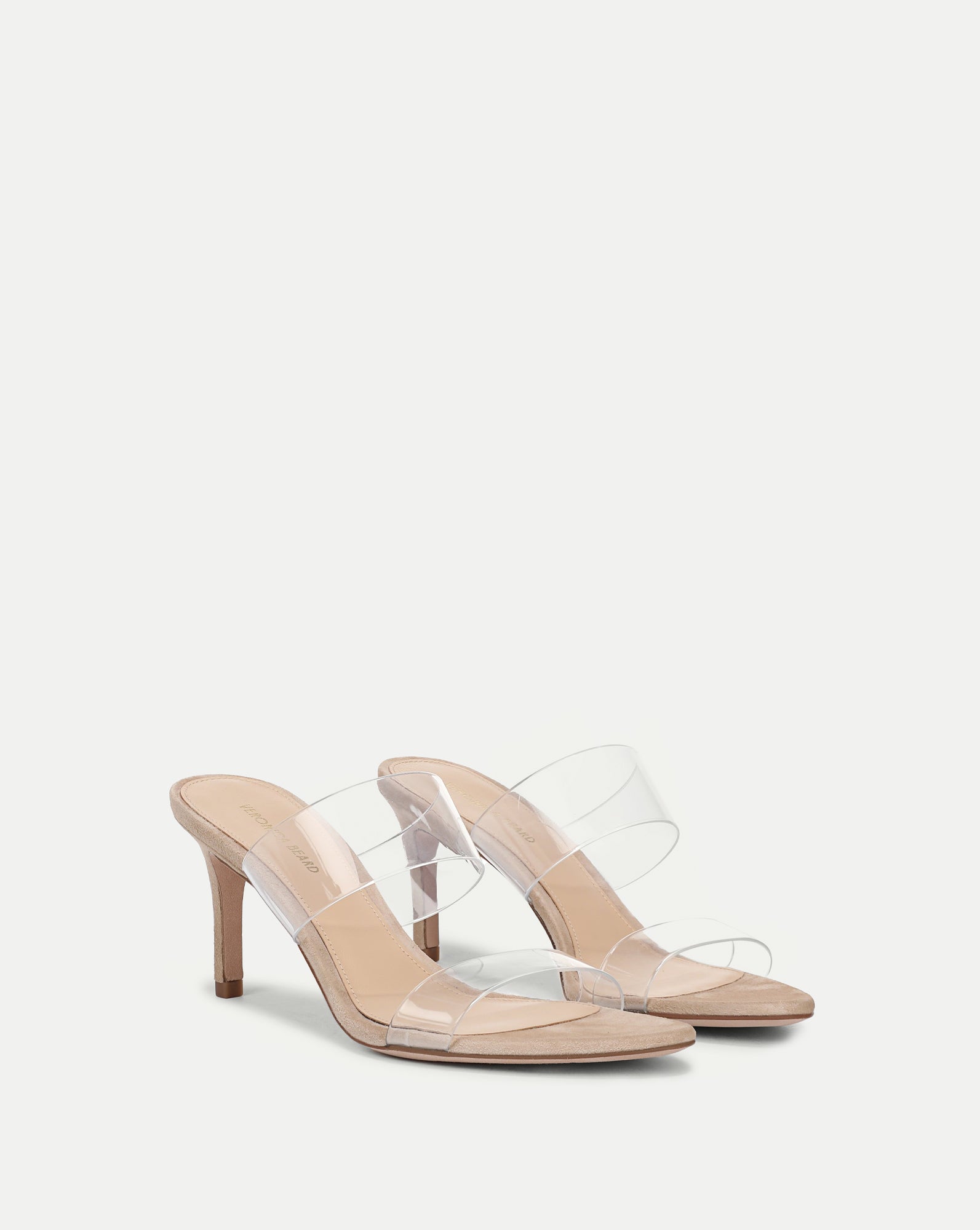 Veronica Beard Asha Mid-Heel Sandal - Sand/Clear