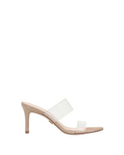 Veronica Beard Asha Mid-Heel Sandal - Sand/Clear