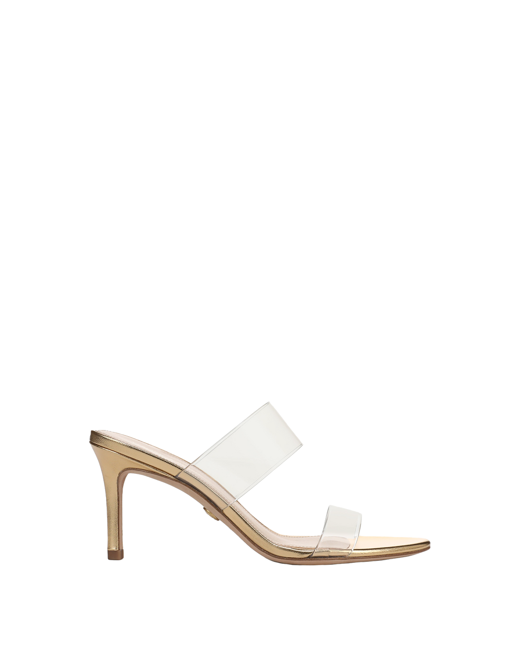 Veronica Beard Asha Mid-Heel Sandal - Clear/Pale Gold