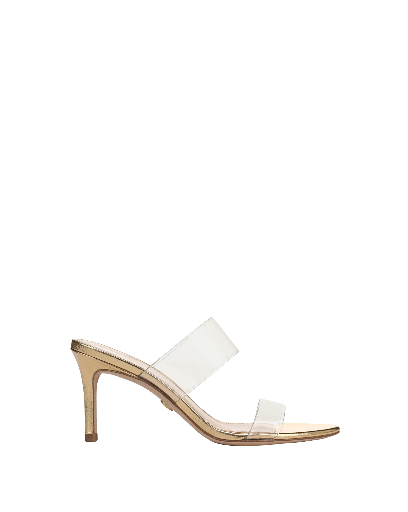 Veronica Beard Asha Mid-Heel Sandal - Clear/Pale Gold