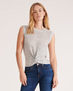 Veronica Beard Kellen Twist-Front Sweater - Grey Melange