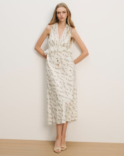 Veronica Beard Dominick Floral Midi Dress - Dove White Multi