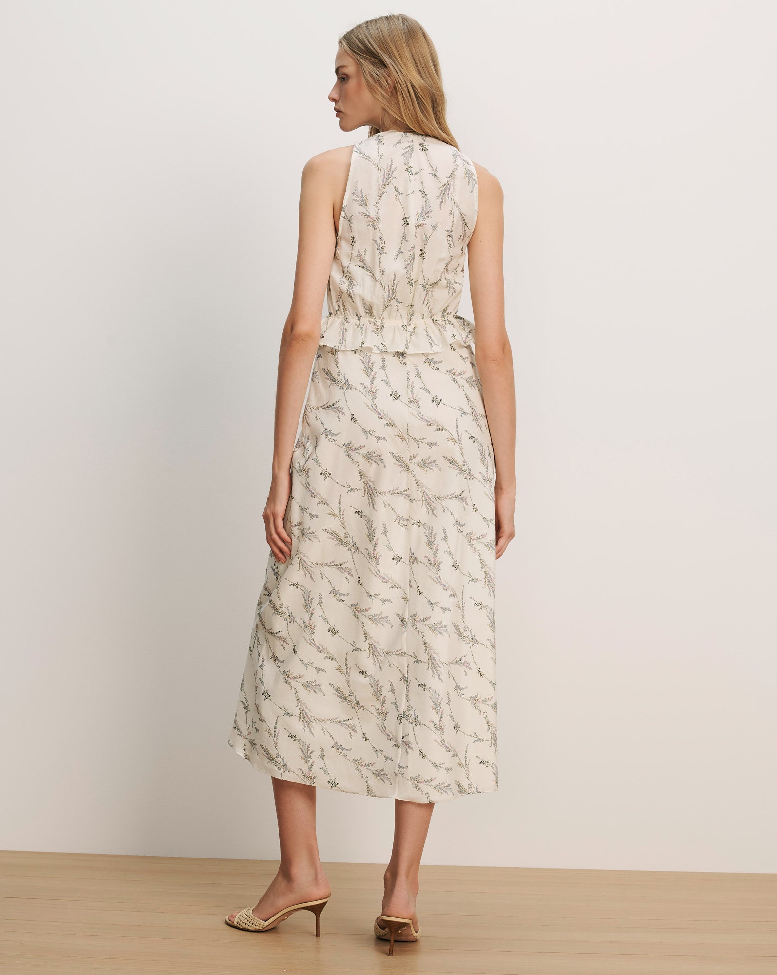 Veronica Beard Dominick Floral Midi Dress - Dove White Multi