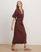 Veronica Beard Brown midi dress with short sleeves and a