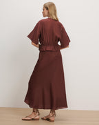 Veronica Beard Brown linen blend top and skirt set