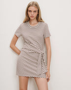 Veronica Beard White and black striped knit mini dress with