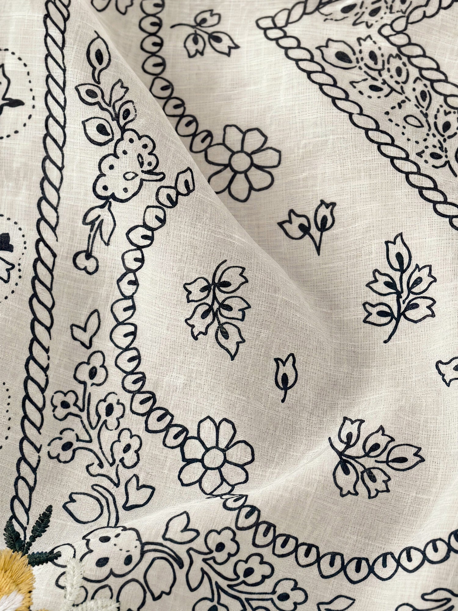 Embroidered Bandana in Ecru/Navy | Veronica Beard