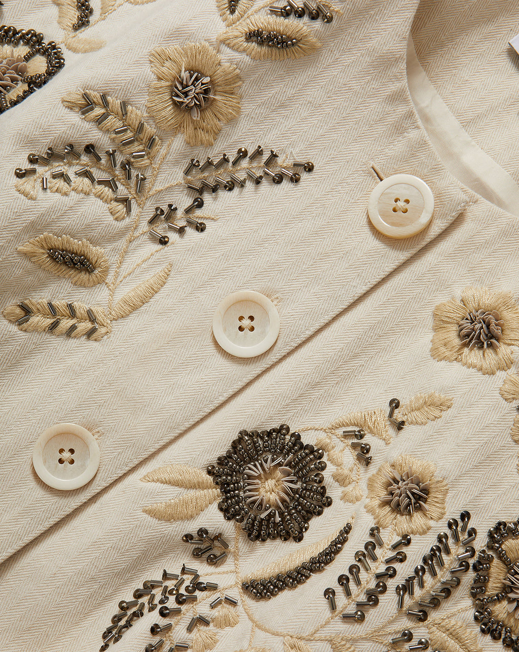 Veronica Beard Emeren Embroidered Jacket - Ecru