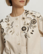Veronica Beard Emeren Embroidered Jacket - Ecru
