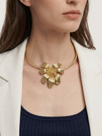 Veronica Beard Gold floral choker necklace