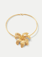 Veronica Beard Gold-tone metal choker with a large textured flower