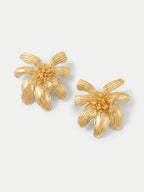 Veronica Beard Gold-toned floral earrings with textured petals and beaded