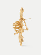 Veronica Beard Gold-toned floral earrings with textured petals and beaded