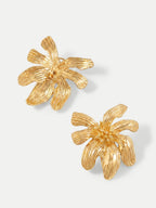 Veronica Beard Gold-tone floral clip earrings with textured petals and