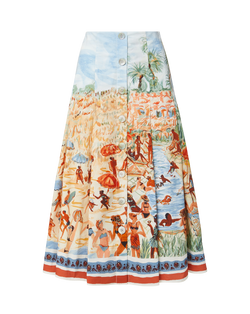 Veronica Beard White tank top and a colorful printed midi