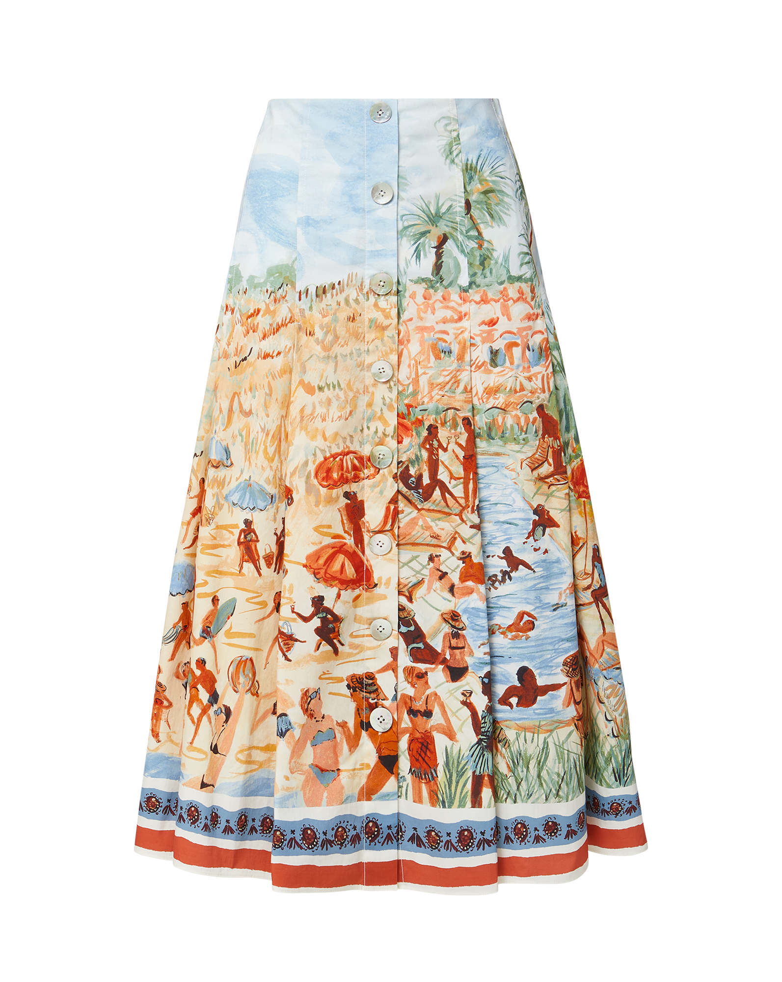 Veronica Beard White tank top and a colorful printed midi