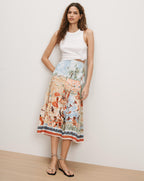 Veronica Beard White tank top and a colorful patterned midi