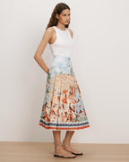 Veronica Beard White tank top and a colorful printed midi