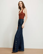 Veronica Beard Brown ribbed tank top and dark wash flared