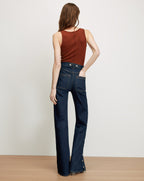 Veronica Beard Brown ribbed knit tank top and dark wash