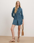 Veronica Beard Pryce Mini Shirtdress - Bandit Light