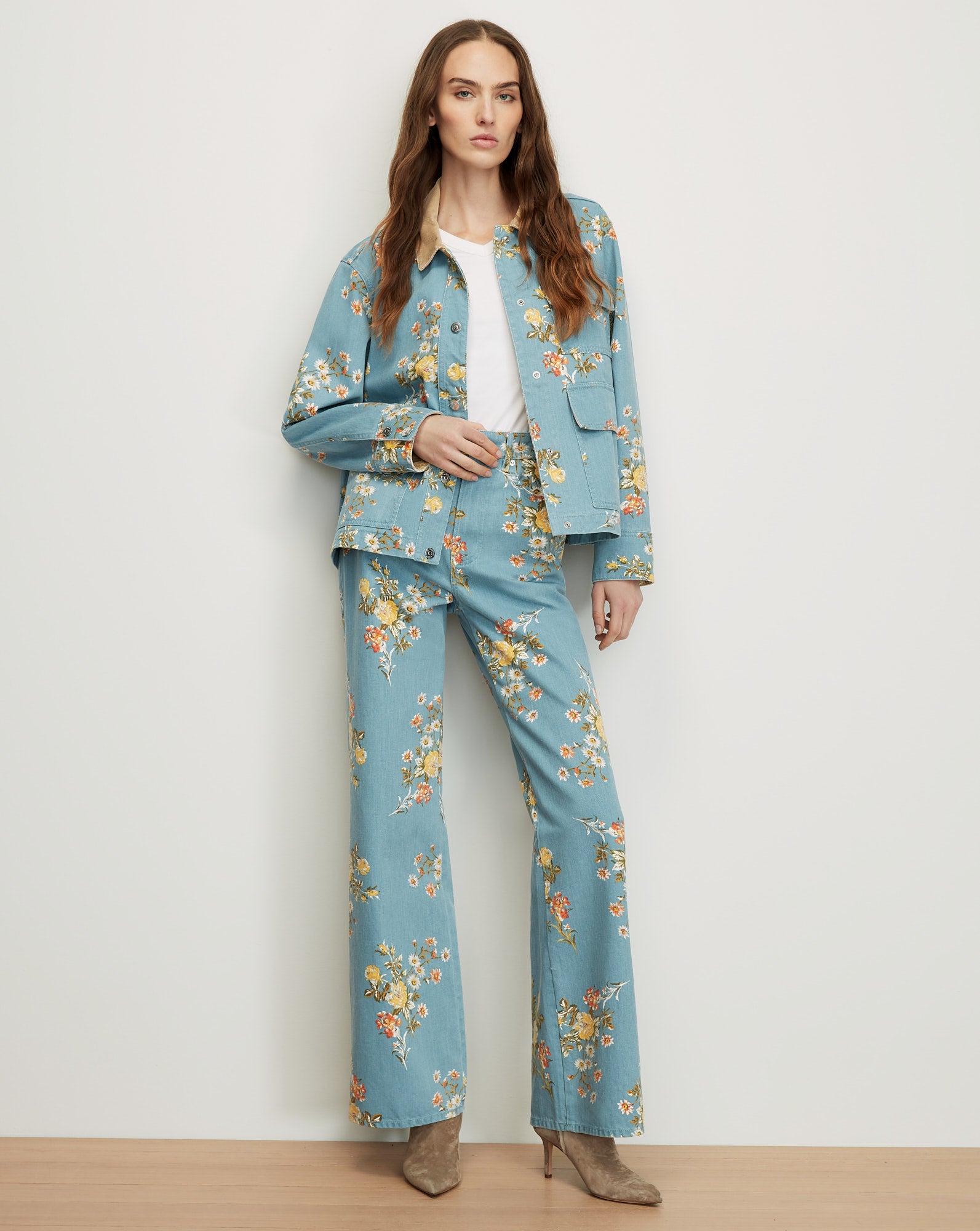 Leighton Floral Denim Jacket in Garden Bouquet | Veronica Beard