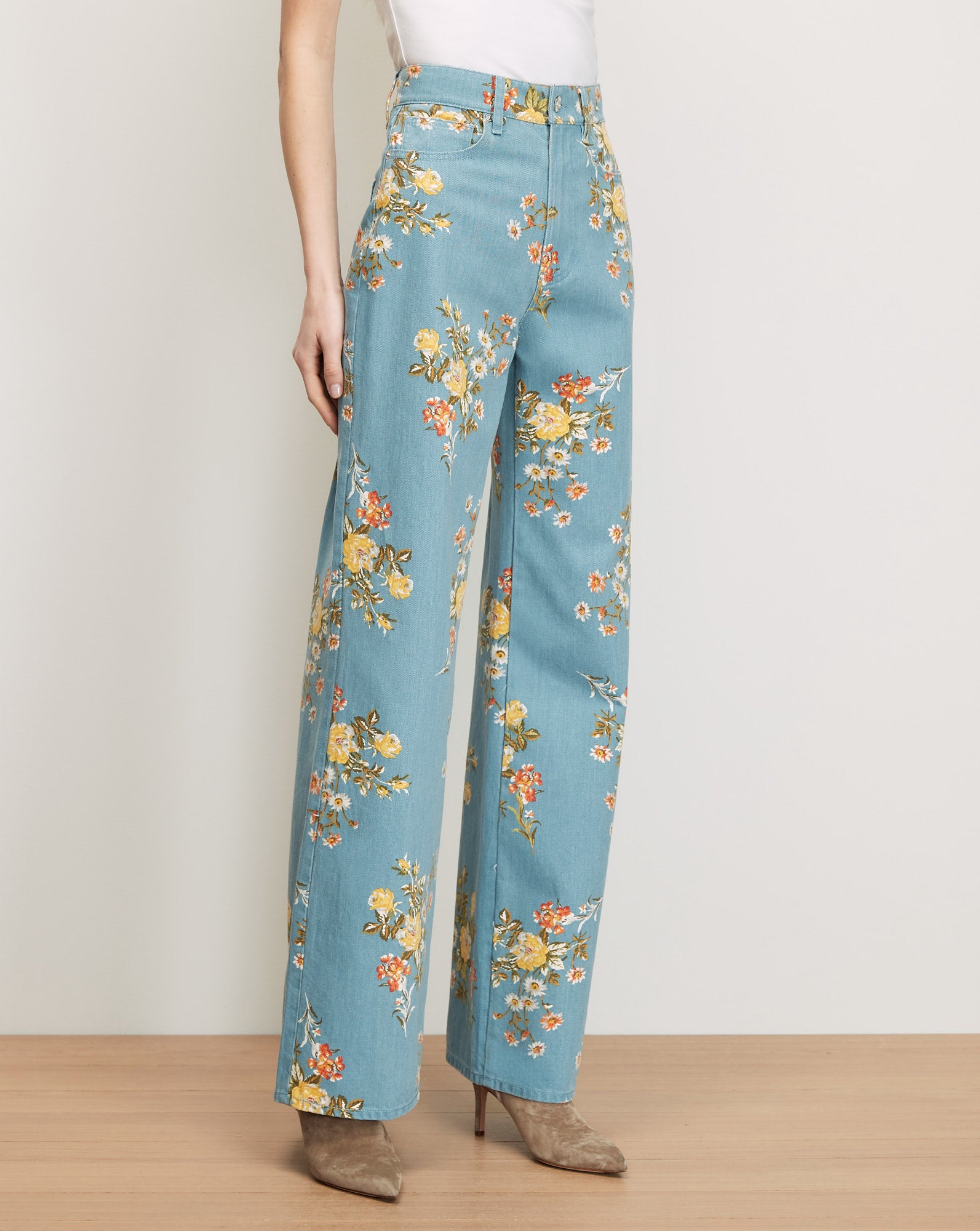 Taylor Floral Wide-Leg Jean in Garden Bouquet | Veronica Beard