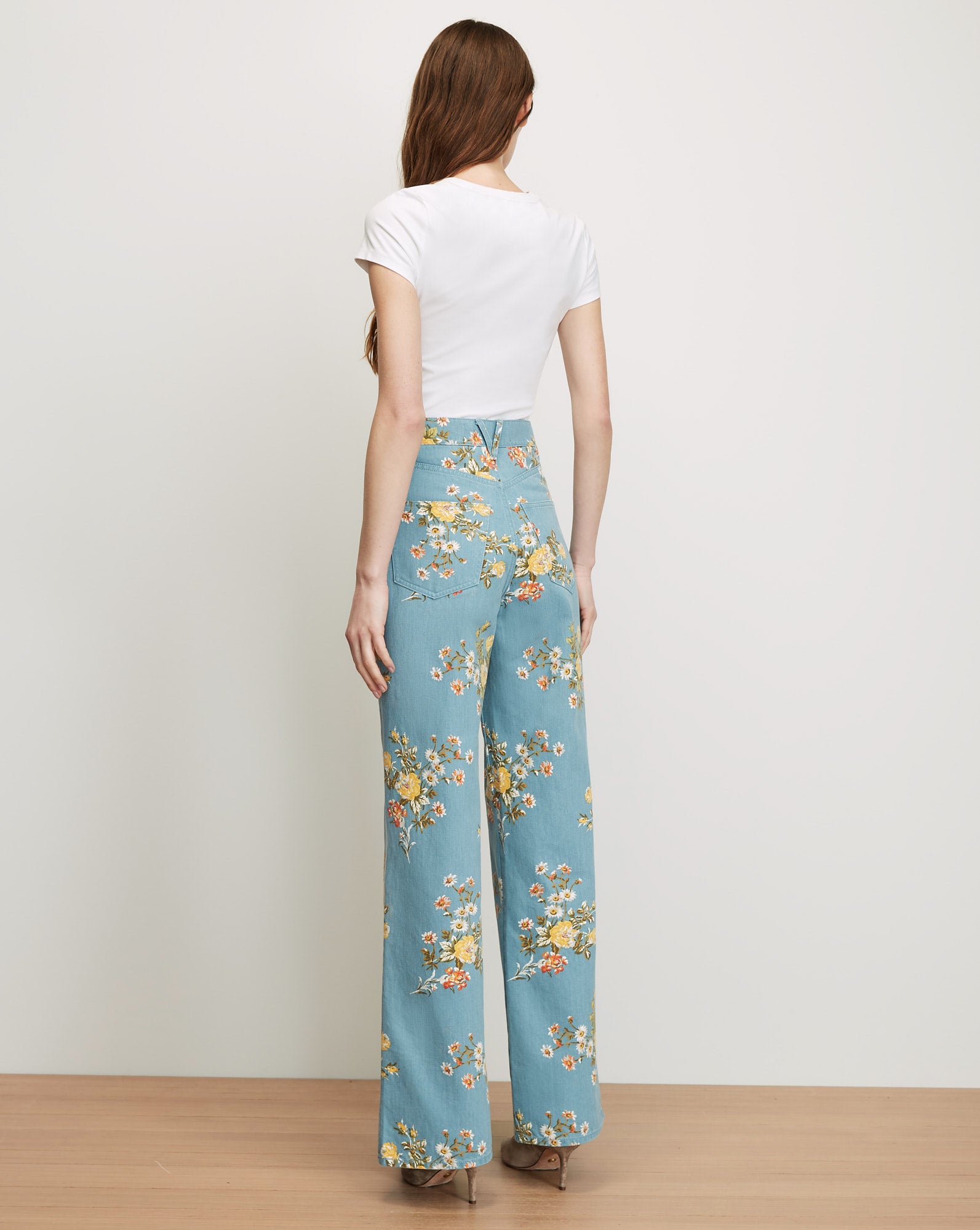 Taylor Floral Wide-Leg Jean in Garden Bouquet | Veronica Beard