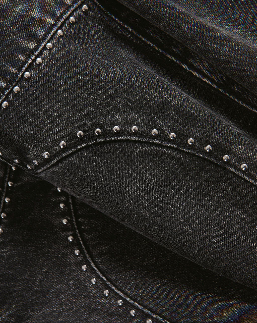 Veronica Beard Gray denim wide-leg jeans with studded side seams.