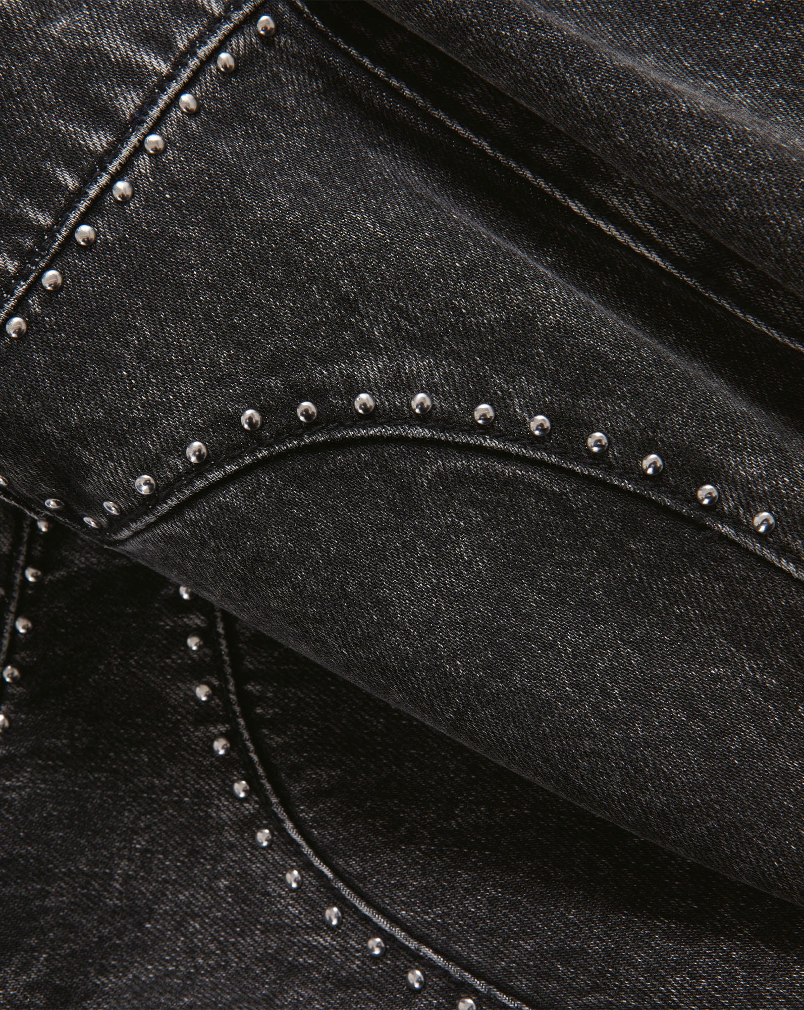 Veronica Beard Gray denim wide-leg jeans with studded side seams.
