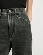 Veronica Beard Black acid wash jeans with silver studding.