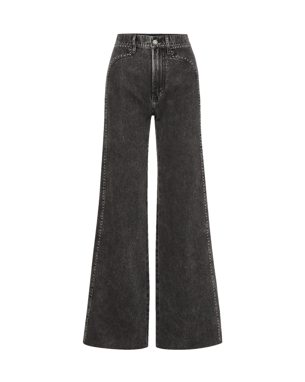 Grant Studded Wide-Leg Jean in Washed Black Tornado | Veronica Beard