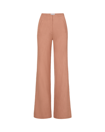 Veronica Beard Peach wide-leg pants with a matching blazer.