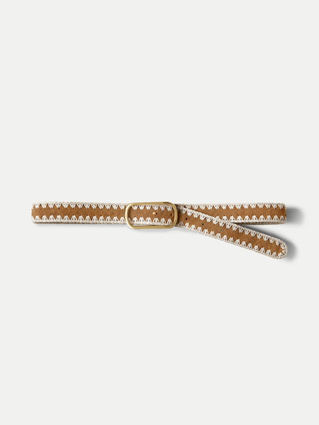 Loop Suede Whipstitch Belt in Tan Acorn Multi | Veronica Beard