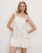 Veronica Beard White cotton camisole dress with lace inserts and