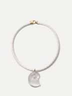 Veronica Beard White beaded necklace with a carved nautilus shell