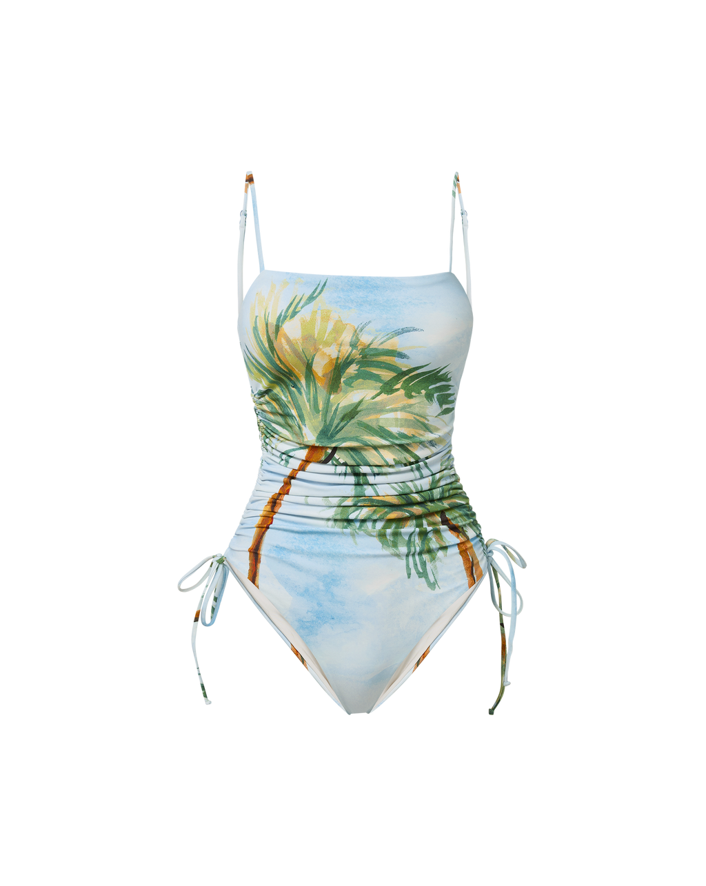 Veronica Beard White palm tree print ruched one-piece swimsuit