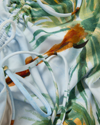 Veronica Beard White palm tree print ruched one-piece swimsuit