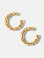 Veronica Beard Gold hoop earrings with small pearls embedded along