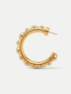 Veronica Beard Gold hoop earring with small white pearls