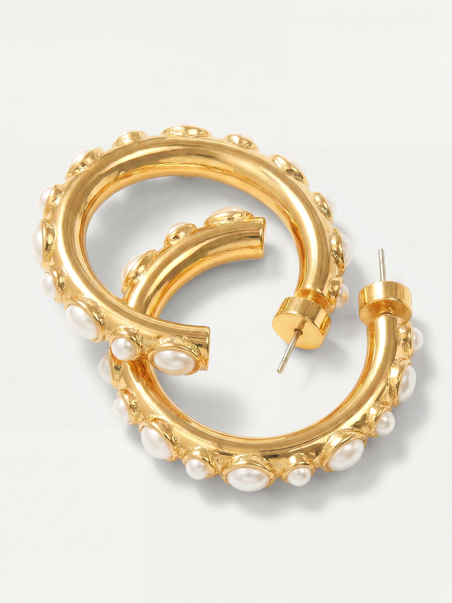 Veronica Beard Gold hoop earrings with pearl accents